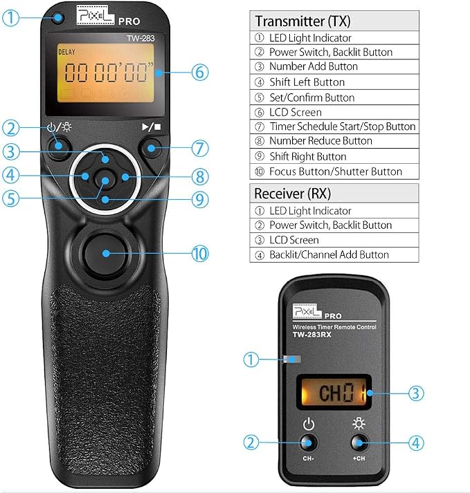 Pixel TW-283 N3 Wireless Shutter Remote Control Tiner Remote Shutter Release for Canon Eos 5D Mark IV 5D 6D 7D Mark 1DX MARKII R5 R6 50D 40D 30D 20D 10D D60 D30 D2000 EOS-1V EOS-3 - Image 2