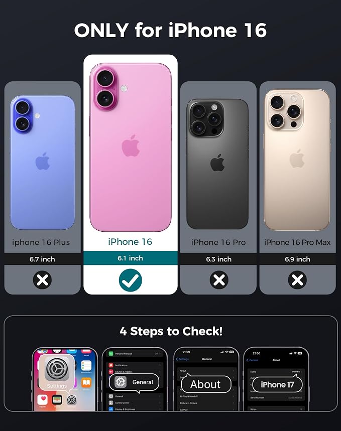Goton 3 in 1 for iPhone 16 Case with Privacy Screen Protector Blue | Glass Camera Lens Protector,Compatible for MagSafe,Invisible Kickstand, Shockproof Phone Cover for iPhone16 - Image 2