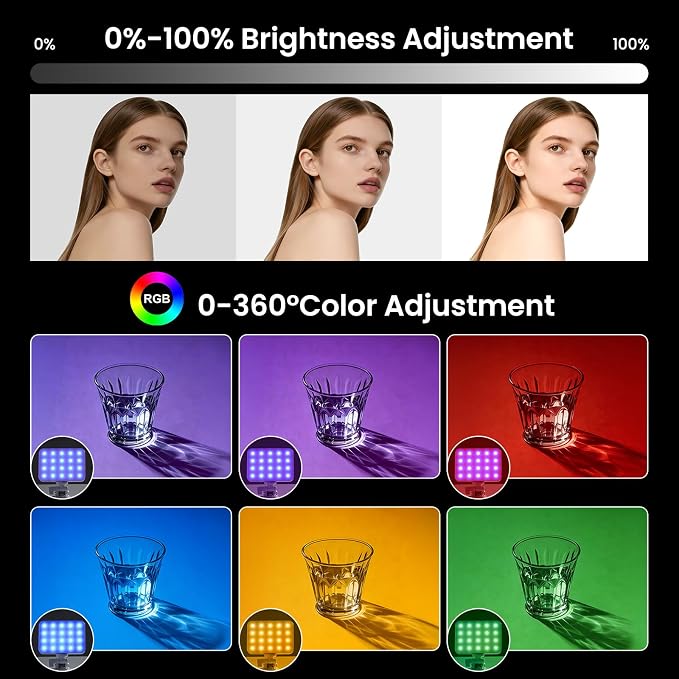 RGB Video Light, 80 LED Portable Camera Light, 360° Full Color Photography Lighting, 2700-7500K CRI 95+, 13 Light Modes for Phone, DSLR Video Recording, Vlog, YouTube Game Live Streaming - Image 6