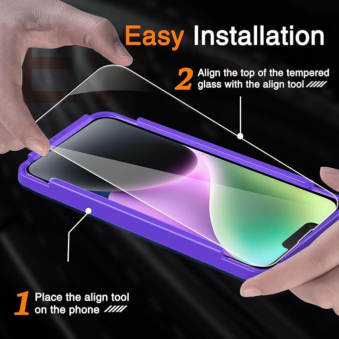 Wiaocit Tempered Glass Screen Protector for iPhone 14 Plus | 3+3 Pack, 9H Hardness, Camera Lens Protector, Installation Frame, Bubble Free, Case Friendly - Image 2
