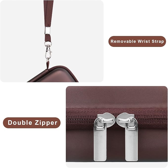 Canboc Carrying Case for KODAK PIXPRO C1 Friendly Zoom Digital Camera | For Canon PowerShot ELPH 360 HS A/ 360 HS/ 360/ IXY 650 Digital Camera, Mesh Pocket fit Cable, SD Card, Brown (Case Only) - Image 5