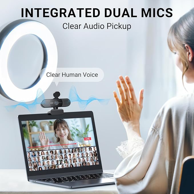 EMEET C960 AF 1080P Webcam for PC, Autofocus, 73° View Angle | Computer Camera w/Privacy Cover and Microphone, Plug and Play USB Webcam for Video Calling/Zoom/Teams/Google Meet - Image 5