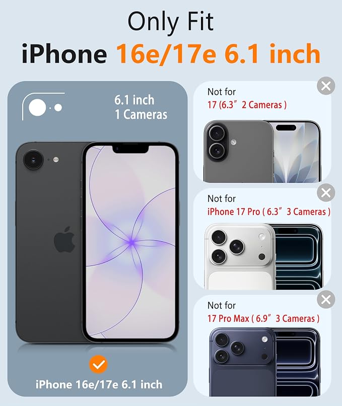 FNTCASE for iPhone 17e/ iPhone 16e Case, Fit for Magsafe, Screen Protector | Matte Magnetic Back, 14FT Military Grade Drop Protection, Shockproof Protective Phone Cover, Full Ultramarine - Image 2