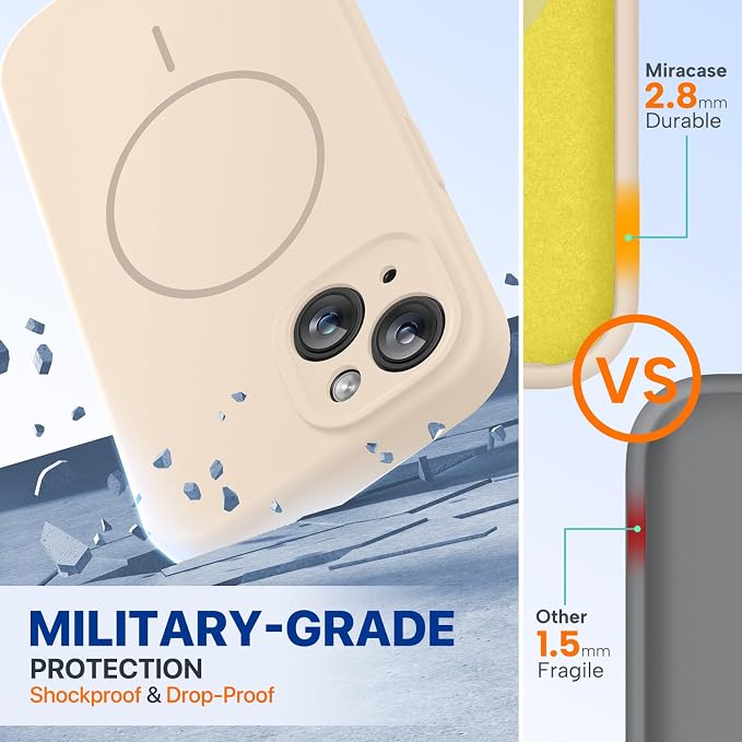Miracase Silicone & Magnetic for iPhone 14 Case, Sand | Compatible with MagSafe, Soft Microfiber Lining, Premium Silicone Cover Shockproof Drop Protection Phone Case for 14 - Image 3
