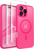 CAPRARO for iPhone 16 Pro Case, Compatible with MagSafe Hot Pink | Upgraded [Full Camera Protection] Protective Translucent Matte Women Girl Magnetic Phone Case Cover, Hot Pink by CAPRARO
