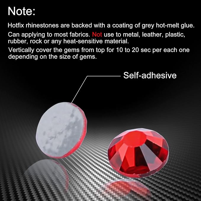 Jollin Hotfix Rhinestones Flatback Crystal Gems 3.2mm SS12, Red | 1440pcs Hot Fix Crystals Glass Rhinestones for Bedazzling, Crafting, Clothes, Shoes & Accessories DIY Decoration - Image 4
