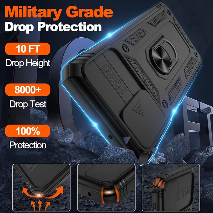 Gritup for Galaxy A12 Phone Case Military-Grade Shockproof with Kickstand | with 2 PCS Screen Protector, Slide Camera Cover, Heavy Duty Outdoor Protection Full Body Funda para Galaxy A 12 Cover-Black - Image 2