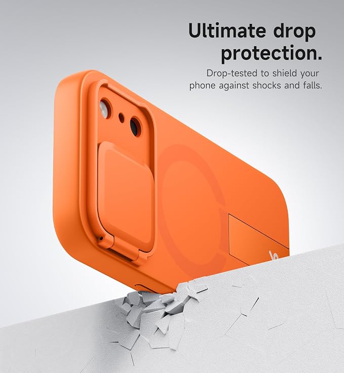 SURITCH for iPhone 17 Pro Max Case with Camera Control Cover, Camera Cover and Adjustable Kickstand, Compatible with MagSafe, Shockproof Bumper Protective Cases 6.9 Inch, Orange - Image 7