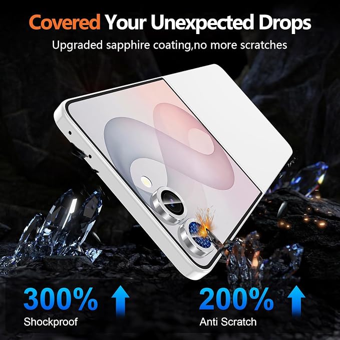for Samsung Galaxy Z Flip 8 Camera Lens Protector, Individual Metal Ring Tempered Glass Lens Cover, [Strong Adsorption] Scratch Resistant Ultra-Thin HD Clear Lens Cover, 1 Set-Silvery - Image 5