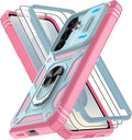 Gritup for Samsung Galaxy S26 Case with Slide Camera Cover | 2*Screen Protector, Build in 360° Rotating Ring Kickstand, Military Grade Protective Cover for Samsung S 26, Green+Pink by Gritup