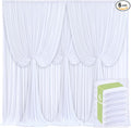 6 Panels White Backdrop Curtains for Wedding Party Wrinkle Free Backdrops Curtain Drapes Fabric Decorations Photo Back Drop Cloth for Baby Shower Photography Stage Reception 30ft(W) x 12ft(H) by Tao-GePartyDecorations