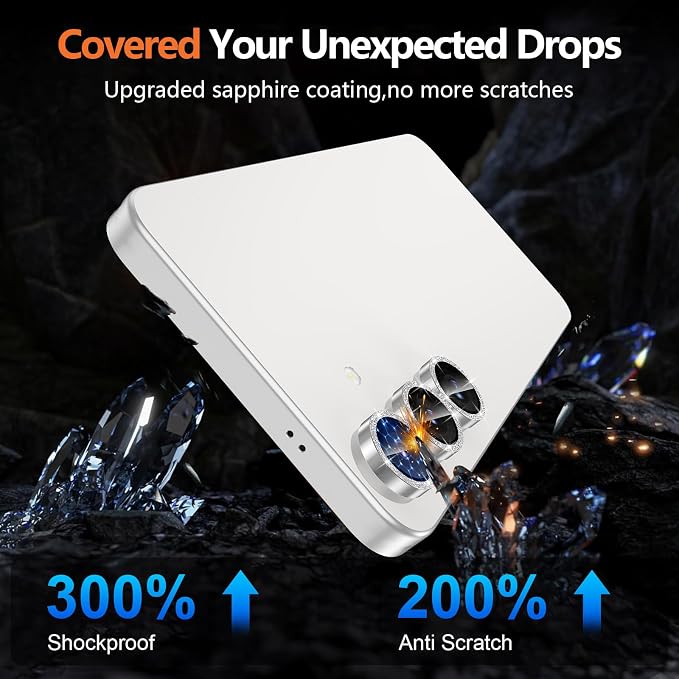 for Samsung Galaxy S25 FE Camera Lens Protector, Individual Metal Ring Tempered Glass Lens Cover, [Strong Adsorption] Scratch Resistant Ultra-Thin HD Clear Lens Cover, 1 Set-Slivery Sparkly - Image 5