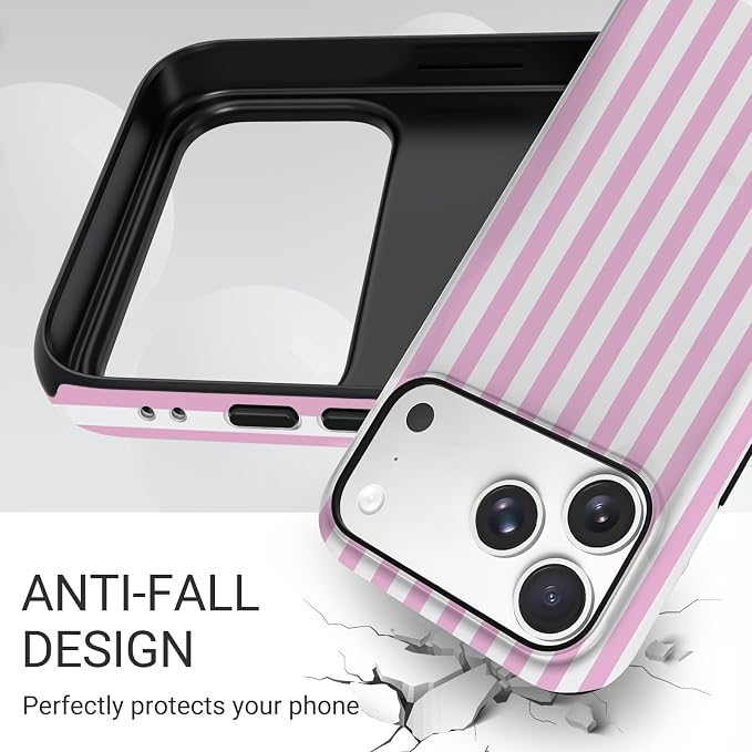 TPU Phone Case for iPhone 17 Pro, MagSafe Wireless Charging Compatible, Shockproof Slim Fit Protective Cover with Anti-Yellowing & Raised Camera Protection (Pink Stripe, iPhone 17 Pro(6.3")) - Image 5