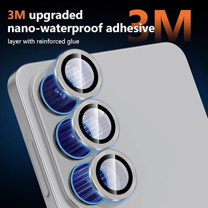 for Samsung Galaxy S26 Camera Lens Protector, Individual Metal Ring Tempered Glass Lens Cover, [Strong Adsorption] Scratch Resistant Ultra-Thin HD Clear Lens Cover, 1 Set-Gray - Image 3