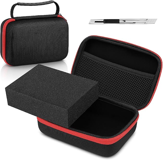 Relaxweex Hard Case with Foam, 11 X 7.8 X 4.3 Inch, Black and Red | EVA Waterproof Shockproof Case, Customizable Foam for Camera Electronics Instruments, Digital Products, with Knife by Relaxweex