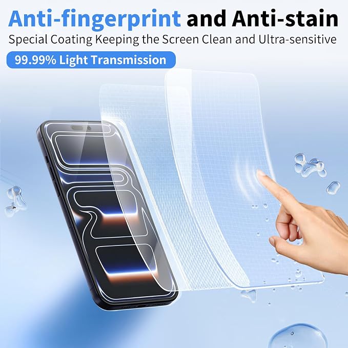 Front Screen and Back Protector for iPhone 17 Pro + Camera Lens Protector | (2+2+2+1) 9H Hardness, Easy to Install with Alignment Tool,Anti-Fingerprint - Image 4