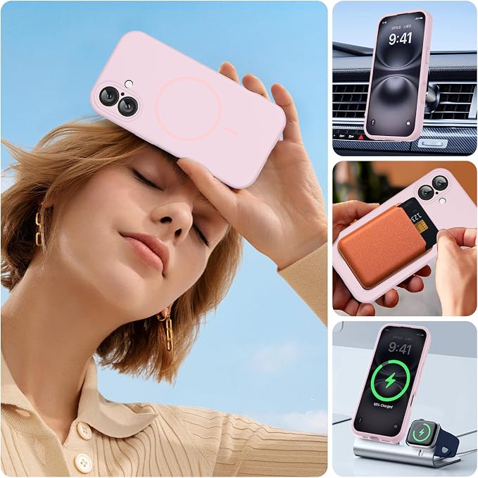 Miracase Silicone & Magnetic for iPhone 16 Case, Sand Pink | Compatible with MagSafe, Anti-Scratch Microfiber Lining, Liquid Silicone Case Shockproof Drop Protection Phone Case for 16 - Image 6