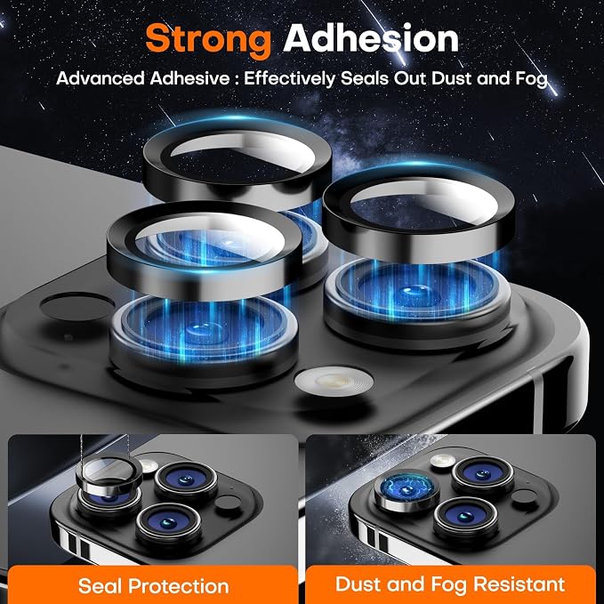 Camera Lens Protector for iPhone 15 Pro Max/15 Pro- Black | 9H Tempered Glass, Metal Individual Camera Cover, Accessories, Anti-drop, Case Friendly, HD Clear, Anti-Scratch - Image 2