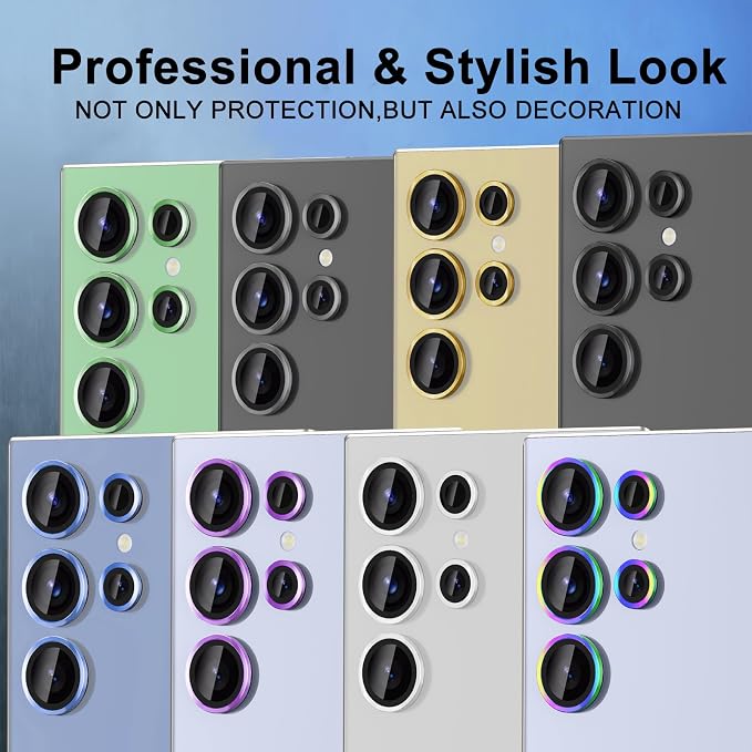 for Samsung Galaxy S25 Ultra Camera Lens Protector, Individual Metal Ring Tempered Glass Lens Cover, [Strong Adsorption] Scratch Resistant Ultra-Thin HD Clear Lens Cover, 1 Set-Purple - Image 6