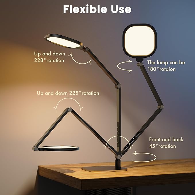 2 Packs Desk Lamp for Home Office Zoom Video Calls-Black | 15W LED Desk Ring Light with CRI 97.8 Memory & Timer Function, 1200LM Dimmable Computer Light for Conference, Reading, Study - Image 4