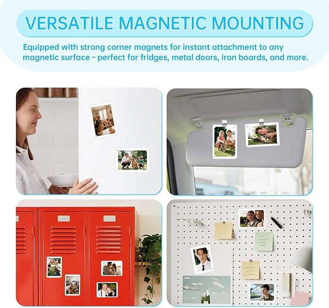 2 Pack Magnetic Car Visor Photo Holder – Personalized Acrylic Clip for Family, Pets, Travel Pictures – Easy Snap-On Car Accessory for Sun Visor (2 Pack, 3.5''x4.4'') - Image 4