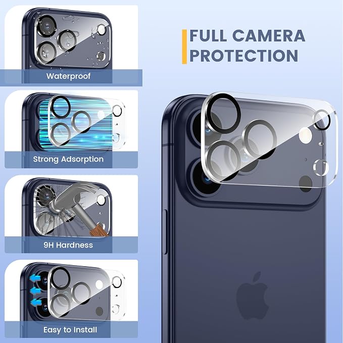Maxdara for iPhone 17 Pro Max Screen Protector (6.9 inches) | iPhone 17 Pro Max Back Screen Protector and Front Screen Protector with Camera Protector, 9H Hardness - Image 6