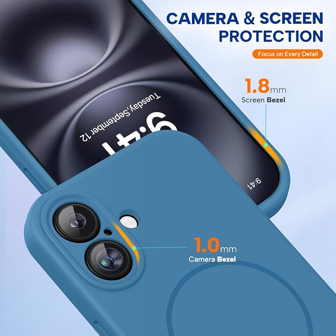 Miracase Silicone & Magnetic for iPhone 16 Case, Capri Blue | Compatible with MagSafe, Anti-Scratch Microfiber Lining, Liquid Silicone Case Shockproof Drop Protection Phone Case for 16 - Image 4
