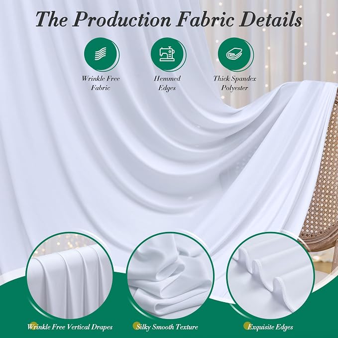 50 ft x 10 ft Wrinkle Free White Backdrop Curtain for Wedding Parties, Polyester Photo Backdrop Drapes for Baby Shower Birthday Party Backdrop Stand, Bulk Thick Background Curtains, 5x10FT 10 Panels - Image 5