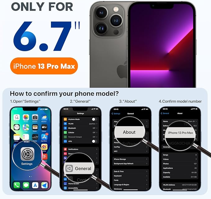 miracase Magnetic for iPhone 13 Pro Max Case, [Soft Anti-Scratch Microfiber Lining], Compatible with MagSafe, Liquid Silicone Shockproof Drop Protection Phone Case for 13 Pro Max, Glass Blue - Image 7