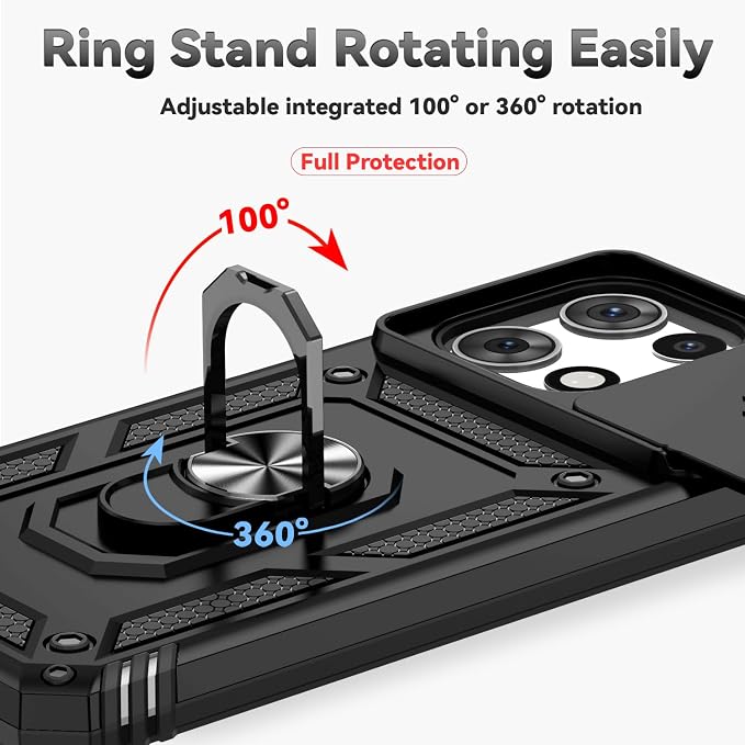 for Motorola Moto G 2025 / Moto G 2026 / Moto G Play 2026 Case, with Slide Camera Cover HD Screen Protector [Military Grade 16ft. Drop Tested] Ring Holder Kickstand Protective Phone Case, Black - Image 6