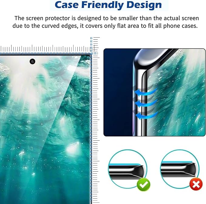 3 Pack Galaxy S21 Ultra Screen Protector, HD Clear Tempered Glass, Fingerprint Unlock, 3D Curved, Scratch Resistant, No Bubble for Samsung Galaxy S21 Ultra 5G Glass Screen Protector - Image 7