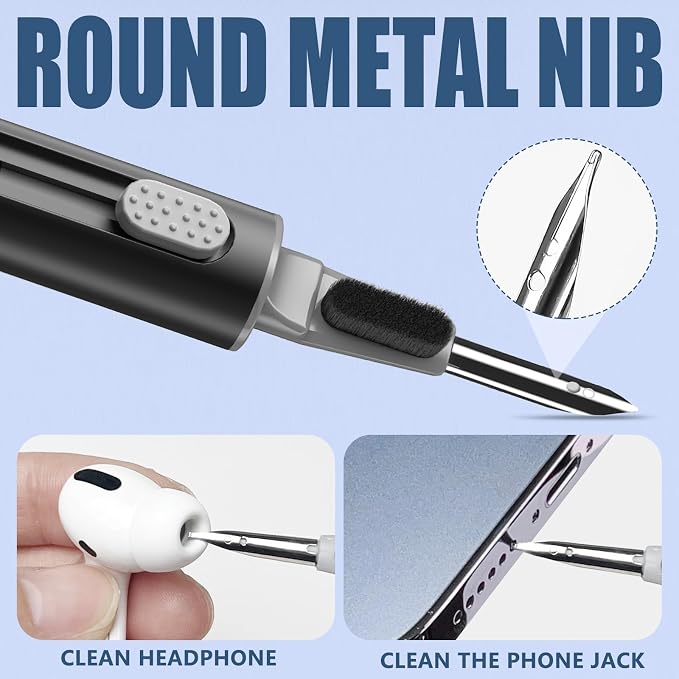 Inesore for AirPod Cleaning Kit, for Phone Earbuds Electronics(White+Black) | Metal Tip, High-Density Soft Brush, Flocked Sponge Tip, 3 in 1 Design, Compact & Lightweight, Easy Operation, Easy to Carry - Image 4