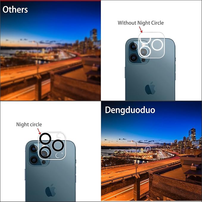 Dengduoduo 3 Pack Tempered Glass Camera Lens Protector for iPhone 12 Pro 6.1", Ultra HD, 9H Hardness, Anti-Scratch, Case Friendly, Easy to Install [No Affect on Night Shots] - Image 3