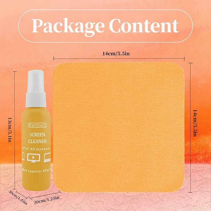 4-Pack Eye Glass Lens Screen Cleaning Kit - Safe for All Screens Including Laptop, Computer, PC, Monitor, Phone, iPhone, Tablet, iPad Smart TV, Car Display and Eyeglasses - Orange - Image 2
