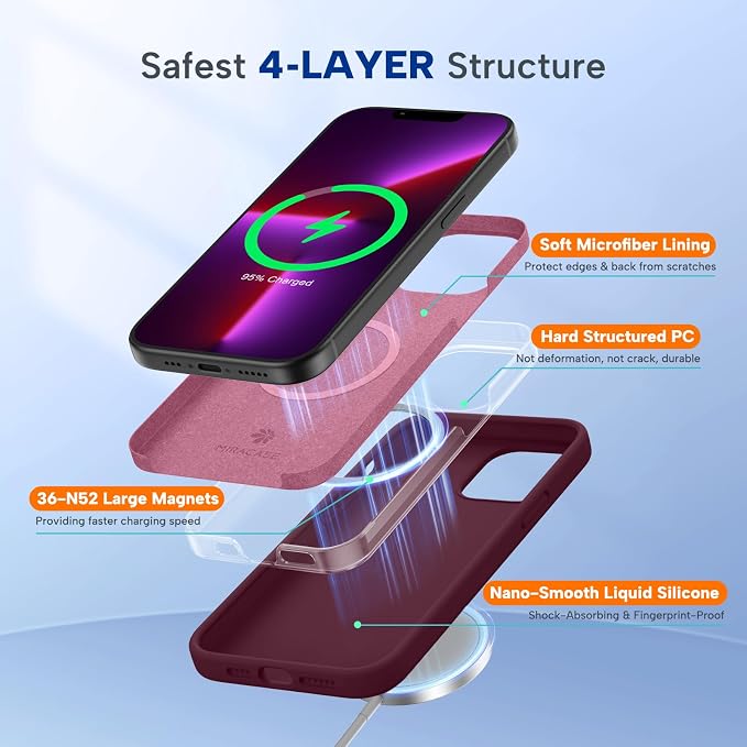 Miracase Magnetic for iPhone 13 Pro Case, Silicone, Soft Microfiber Lining - Image 3
