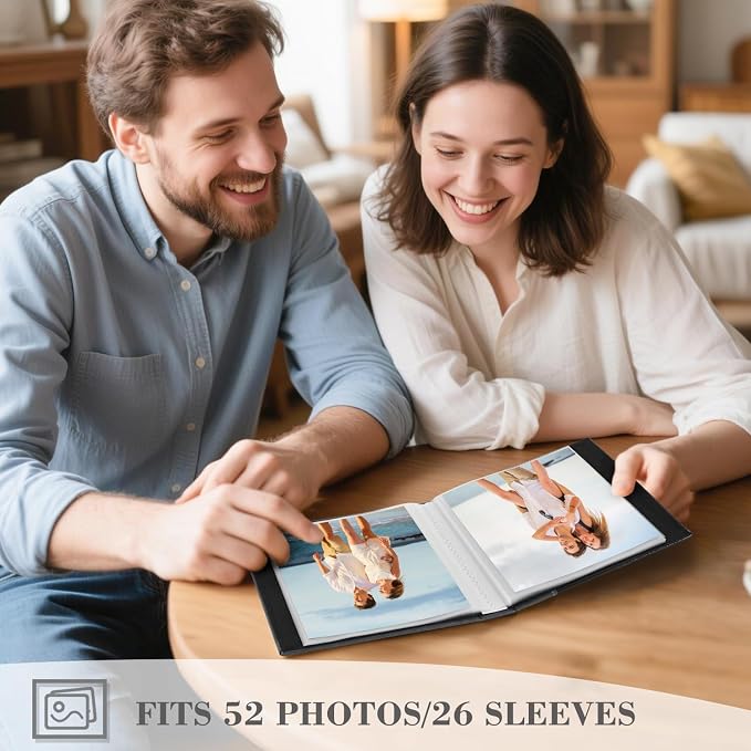 Artmag Photo Album 5x7 2 Packs Clear Pages Pockets Leather Cover Slip Slide in Photo Album Book Each Holds 50 Vertical 5x7 Photos Picture Book for Wedding Family (Purple) - Image 4