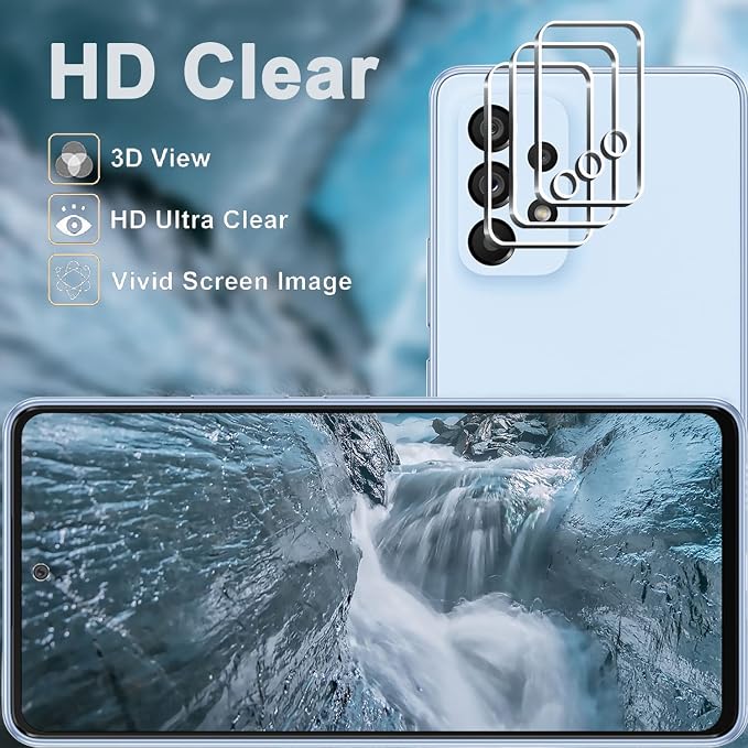 [3+3 Pack] Galaxy A53 5G Screen Protector + Camera Lens Protector, HD Tempered Glass Film, 9H Hardness, Scratch Resistant, Easy Installation, Bubble Free, Screen Protector for Samsung Galaxy A53 5G - Image 6
