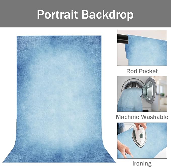 Light Blue Photography Backdrops for Photoshoot, Abstract Fabric 10x10ft | Vintage Studio Photo Backgrounds, Non Reflective, Easy to Use, for Portrait, Headshot, Product - Image 5