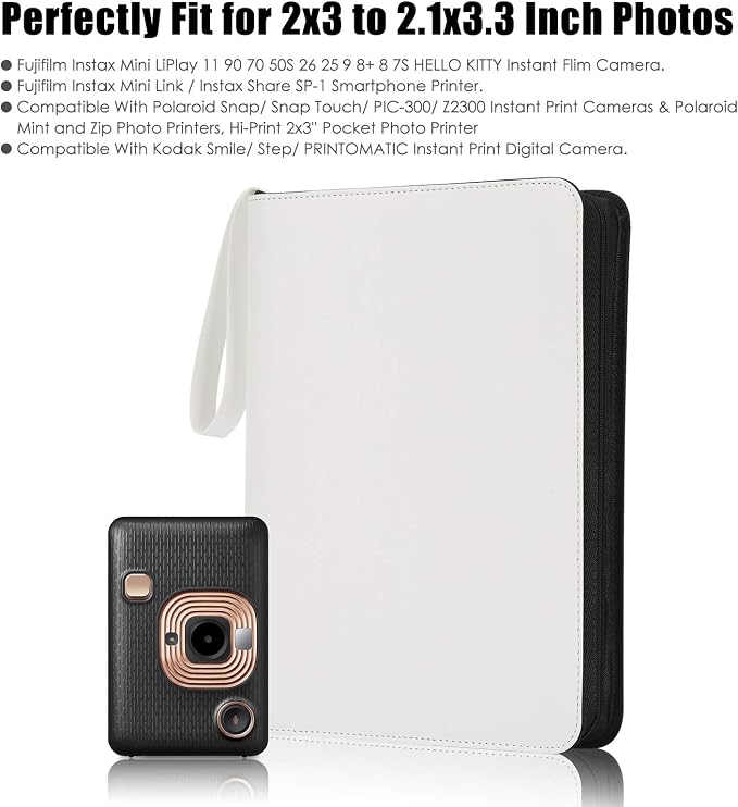 Veicevol 540-Pocket Album for Instax Mini & Polaroid 2x3 inch Photos, White | Large Capacity, Designed for Fujifilm Instax Mini and Polaroid 2x3 Photos, To Store Pictures Or Trading Collection Cards - Image 2
