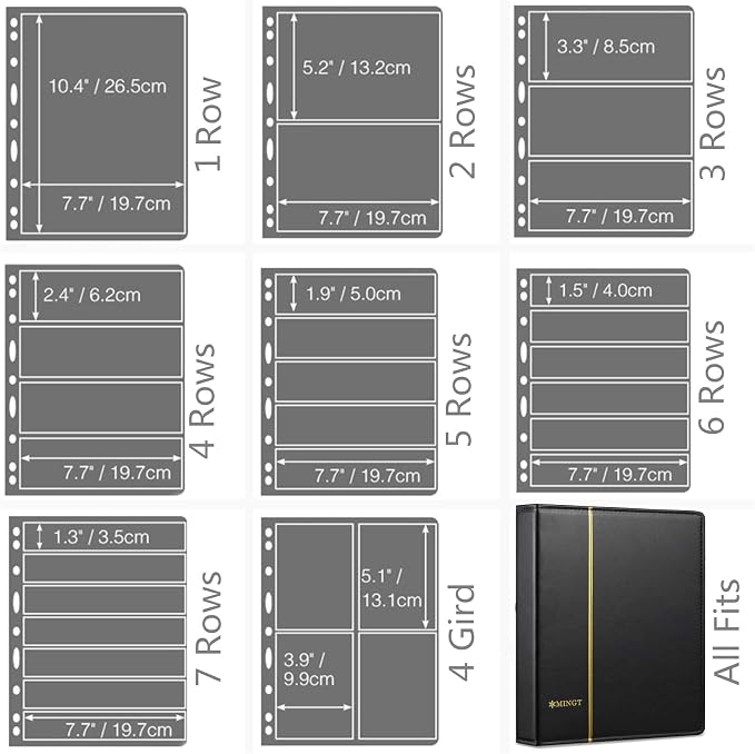 MUDOR Stamp Pages for Stamp Collection Album Binder Book, 10 Sheet 4 Rows | Stamp Sleeves 4 Pocket for Collectors ,Stamp Collecting Sheets Supplies,Professional Pack - Image 9