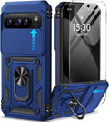 Taisairu for Google Pixel 10 Case/Pixel 10 Pro Case with Screen Protector & Slide Camera Lens Cover,Built-in Ring Stand Protective Phone Case for Pixel 10 Case/Google Pixel 10 Pro Case (Blue) by Taisairu