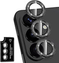 for Samsung Galaxy S26 Camera Lens Protector, Individual Metal Ring Tempered Glass Lens Cover, [Strong Adsorption] Scratch Resistant Ultra-Thin HD Clear Lens Cover, 1 Set-Black Sparkly by Btscase