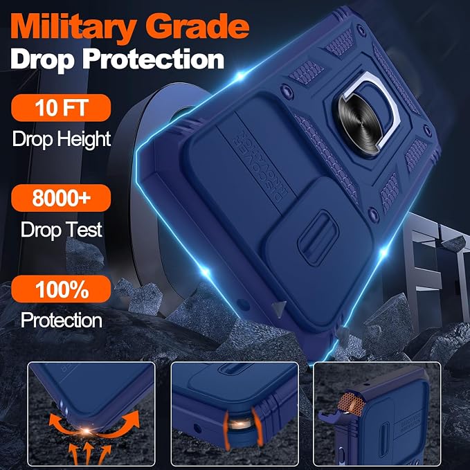Gritup for Galaxy S23 Phone Case Military-Grade Shockproof with Kickstand | with 2 PCS Screen Protector, Slide Camera Cover, Heavy Duty Outdoor Protection Full Body Funda para Galaxy S 23 Cover-Blue - Image 3