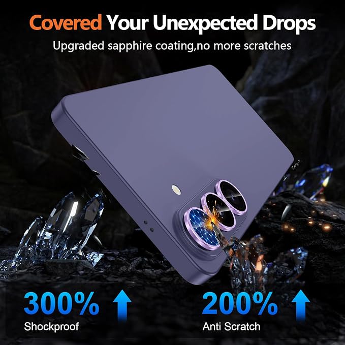 for Samsung Galaxy S26 Camera Lens Protector, Individual Metal Ring Tempered Glass Lens Cover, [Strong Adsorption] Scratch Resistant Ultra-Thin HD Clear Lens Cover, 1 Set-Purple Ring - Image 5