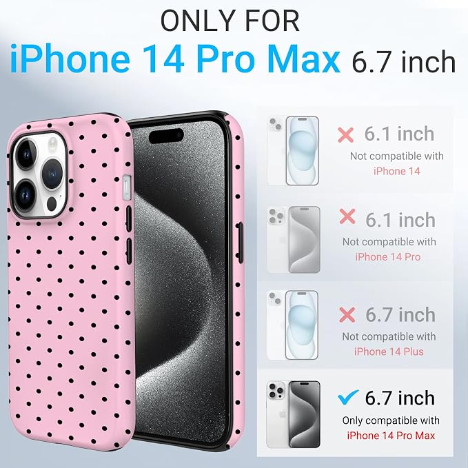 TPU Phone Case for iPhone 14 Pro Max, MagSafe Wireless Charging Compatible, Shockproof Slim Fit Protective Cover with Anti-Yellowing & Raised Camera Protection (Polka dot 4, iPhone 14 Pro Max) - Image 2