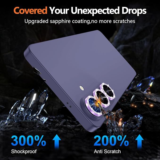 for Samsung Galaxy S26 Camera Lens Protector, Individual Metal Ring Tempered Glass Lens Cover, [Strong Adsorption] Scratch Resistant Ultra-Thin HD Clear Lens Cover, 1 Set-Purple Diamond - Image 5