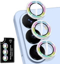 for Samsung Galaxy S26 Camera Lens Protector, Individual Metal Ring Tempered Glass Lens Cover, [Strong Adsorption] Scratch Resistant Ultra-Thin HD Clear Lens Cover,1 Set-Colorful Sparkly by Btscase
