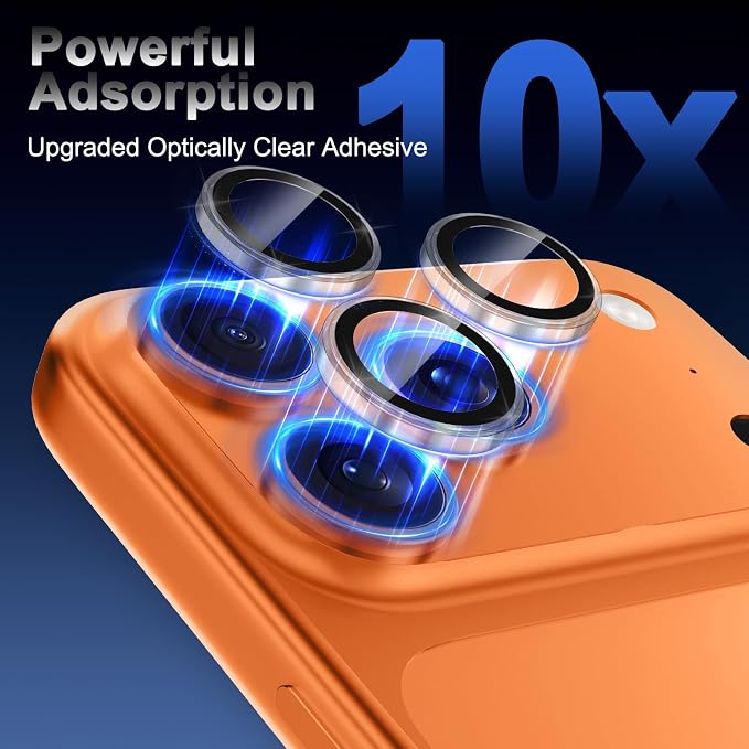 Meshine for iPhone 17 Pro/17 Pro Max Camera Lens Protector,Scratch Proof,Strong Adsorption,9H Hardness with Metal Ring Camera Cover,Ultra Thin Case Friendly, Accessories Lens Protector,Clear - Image 5