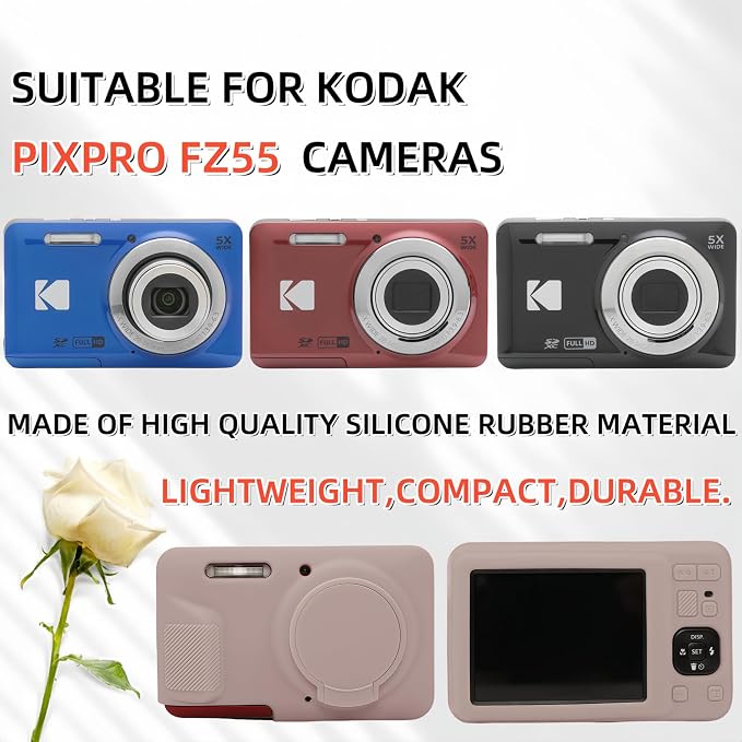 Case for Kodak PIXPRO FZ55, FZ55 accessories | Soft Silicone Protective Case Removable Lens Cover, Comes with 2 Screen Protectors and 1 Wrist Strap. (Tiffany Pink) - Image 2