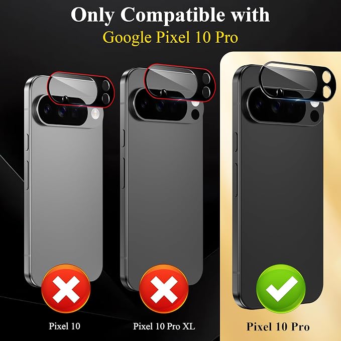 4 Pack Camera Lens Protector for Google Pixel 10 Pro(Not for 10 Pro XL) | 9H Tempered Glass Camera Lens Cover Decoration, Case Friendly, High Definition, Scratch-Resistant - Image 2
